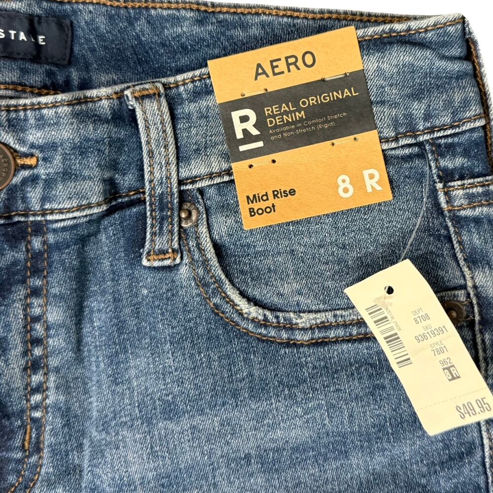 Aeropostale Blue Mid Rise Bootcut Boot Jeans Medium Wash Size 8 R NEW Tags - Picture 4 of 10